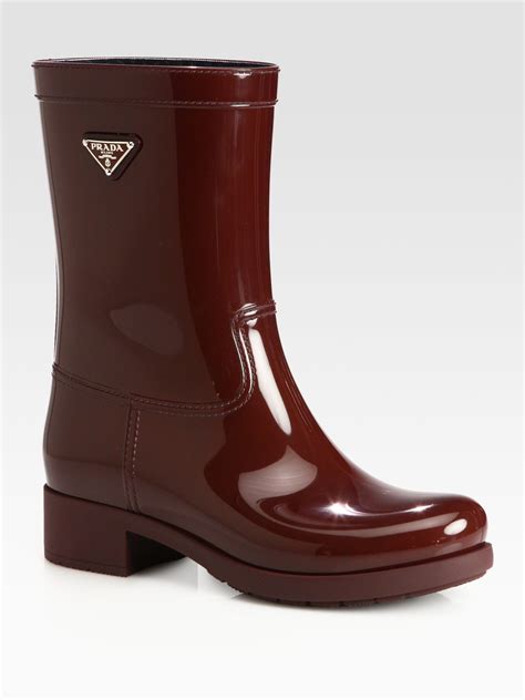 prada short logo rain boots|prada ankle boots women's.